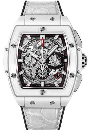 Hublot Spirit of Big Bang White Ceramic Watch - 42 mm - Sapphire Dial - Black Rubber and White Leather Strap-641.HX.0173.LR