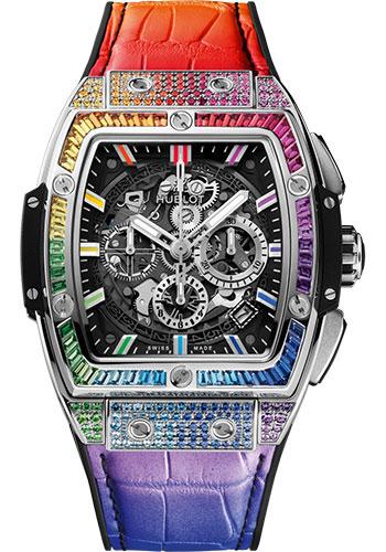 Hublot Spirit of Big Bang Titanium Rainbow Watch - 42 mm - Sapphire Crystal Dial - Black Rubber and Multicolored Leather Strap-641.NX.0117.LR.0999