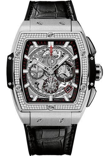 Hublot Spirit of Big Bang Titanium Diamonds Watch - 42 mm - Sapphire Dial - Black Rubber and Leather Strap-641.NX.0173.LR.1104