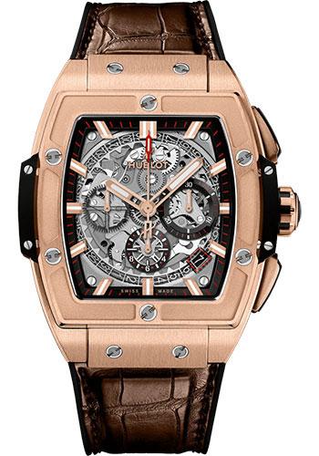 Hublot Spirit of Big Bang King Gold Watch - 42 mm - Sapphire Dial - Black Rubber and Brown Leather Strap-641.OX.0183.LR
