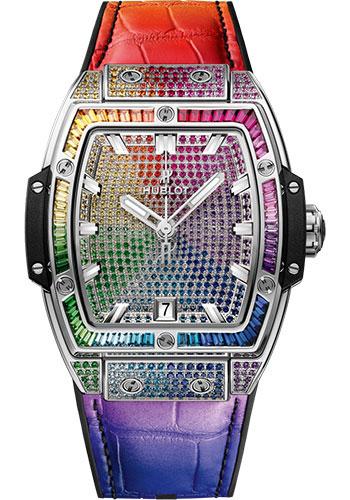 Hublot Spirit of Big Bang Titanium Rainbow Watch - 39 mm - Sapphire Crystal Dial - Black Rubber and Multicolored Leather Strap-665.NX.9910.LR.0999