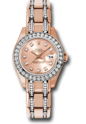 Rolex Everose Gold Lady-Datejust Pearlmaster 29 Watch - 34 Diamond Bezel - Pink Diamond Dial - 80285.74945 pchd